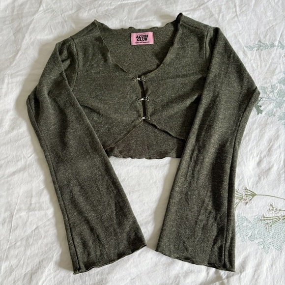 acubi club hook cardigan khaki green - Picture 1 of 7